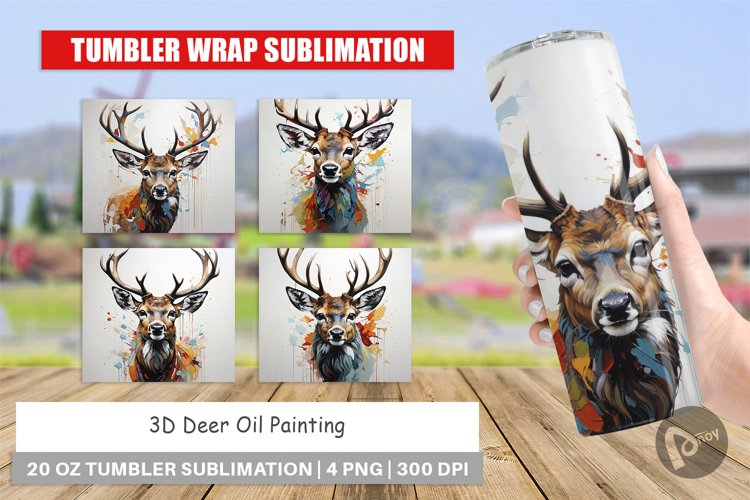 Tumbler Wrap 3D Deer Painting