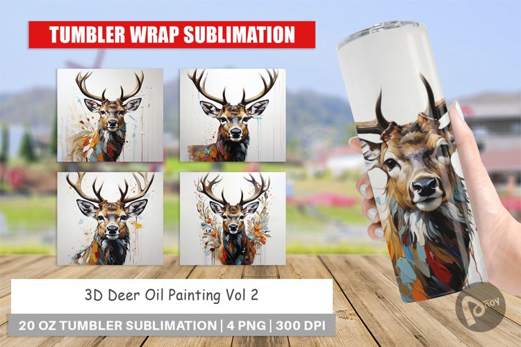 Tumbler Wrap 3D Deer Painting