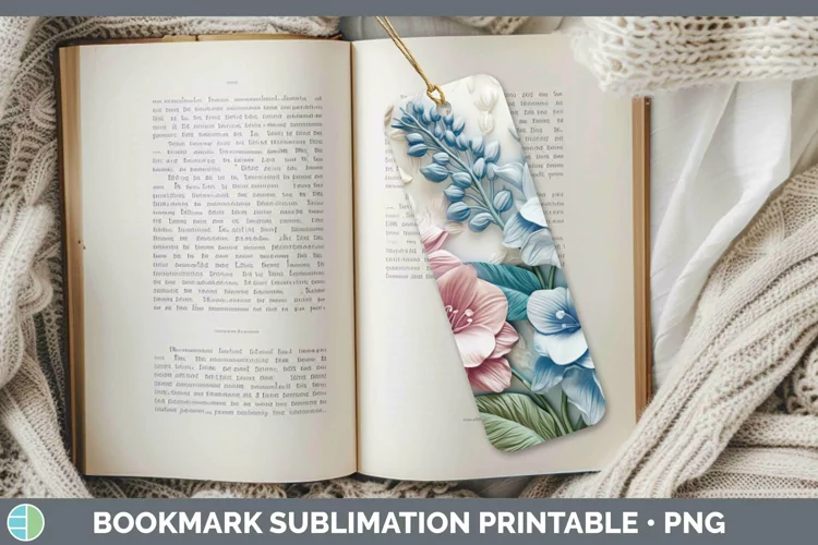 3D Delphinium Bookmark Sublimation Printable Designs