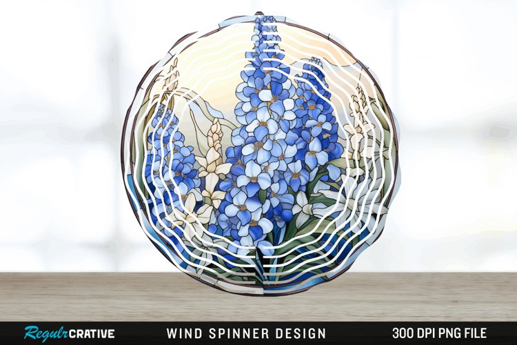 3D Delphinium Flowers Wind Spinner Sublimation PNG Design example image 1