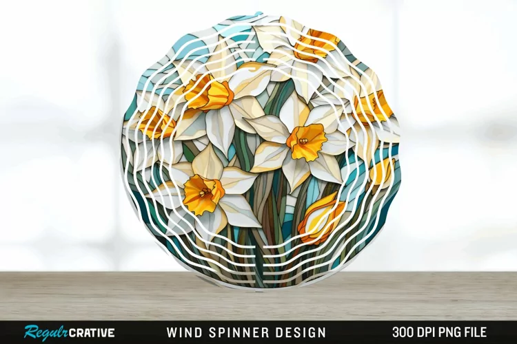 3D Delphinium Flowers Wind Spinner Sublimation PNG Design