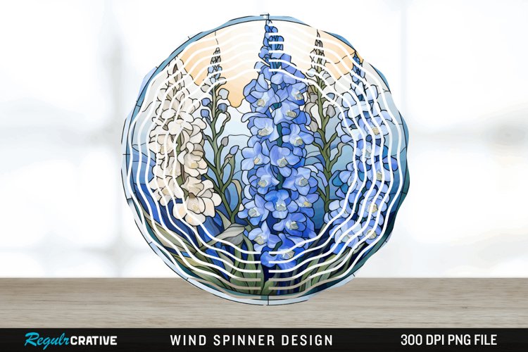 3D Delphinium Flowers Wind Spinner Sublimation PNG Design example image 1