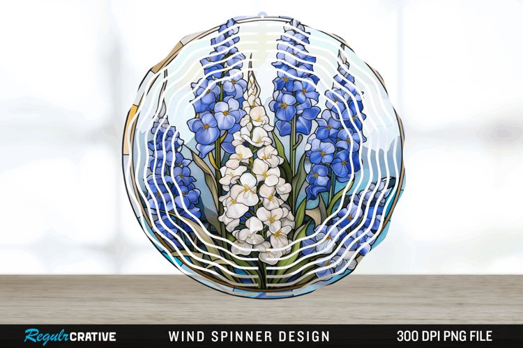 3D Delphinium Flowers Wind Spinner Sublimation PNG Design example image 1