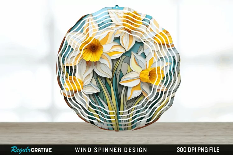 3D Delphinium Flowers Wind Spinner Sublimation PNG Design