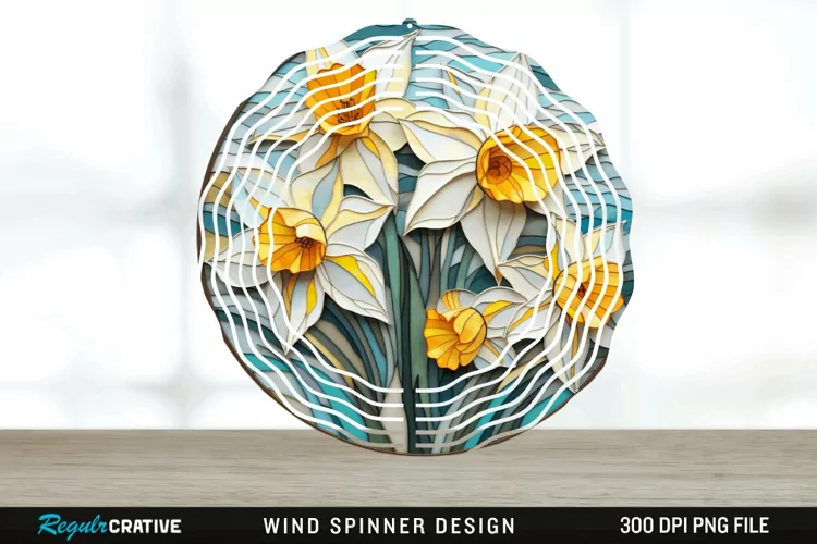 3D Delphinium Flowers Wind Spinner Sublimation PNG Design