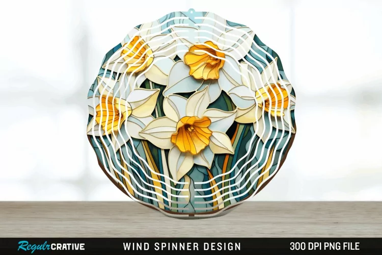 3D Delphinium Flowers Wind Spinner Sublimation PNG Design