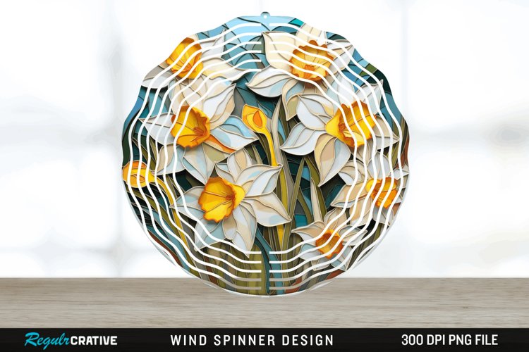3D Delphinium Flowers Wind Spinner Sublimation PNG Design example image 1
