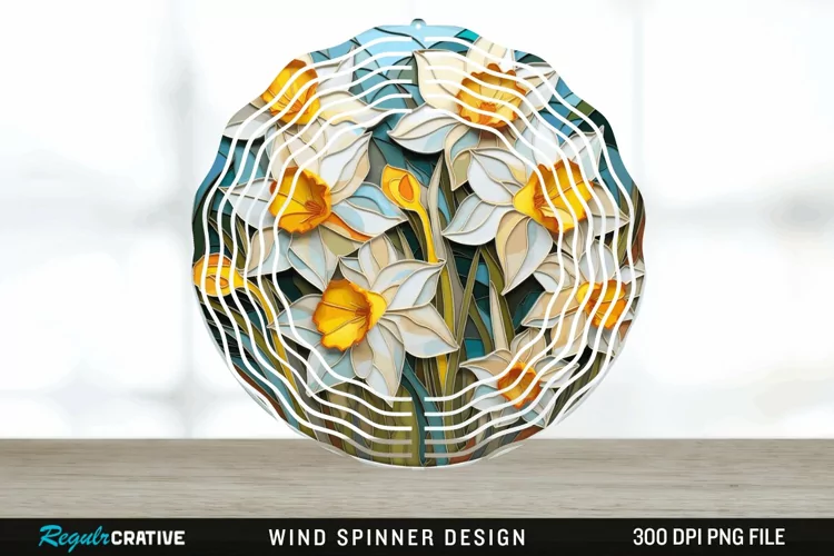 3D Delphinium Flowers Wind Spinner Sublimation PNG Design