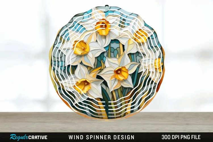3D Delphinium Flowers Wind Spinner Sublimation PNG Design