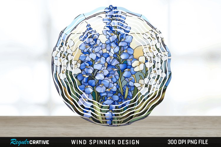 3D Delphinium Flowers Wind Spinner Sublimation PNG Design example image 1