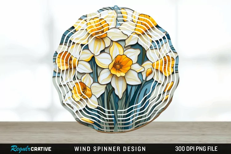 3D Delphinium Flowers Wind Spinner Sublimation PNG Design