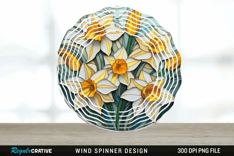 3D Delphinium Flowers Wind Spinner Sublimation PNG Design