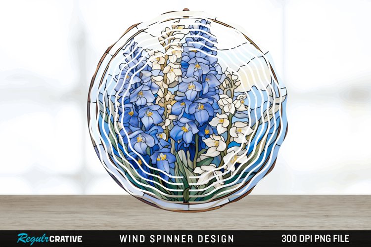 3D Delphinium Flowers Wind Spinner Sublimation PNG Design example image 1