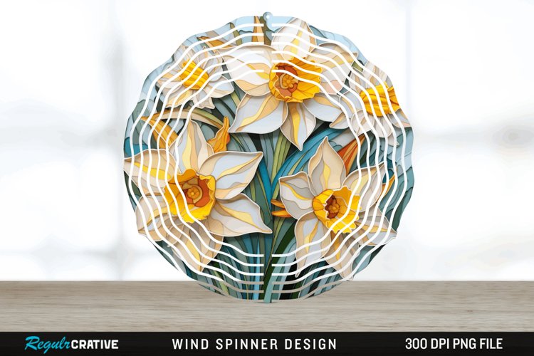 3D Delphinium Flowers Wind Spinner Sublimation PNG Design example image 1