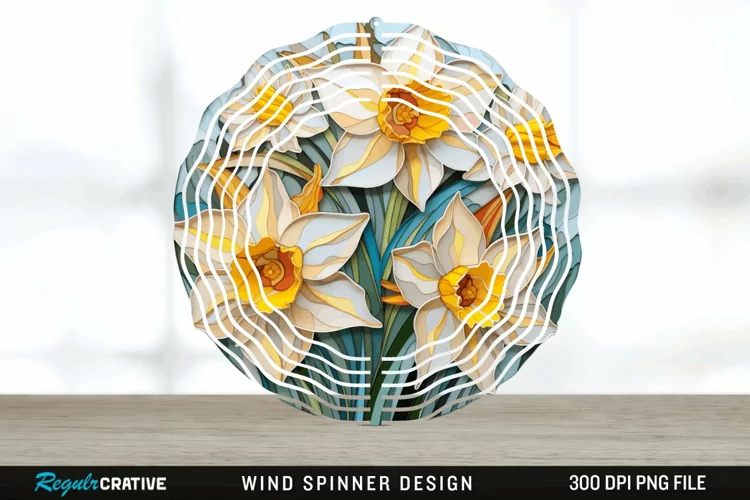 3D Delphinium Flowers Wind Spinner Sublimation PNG Design