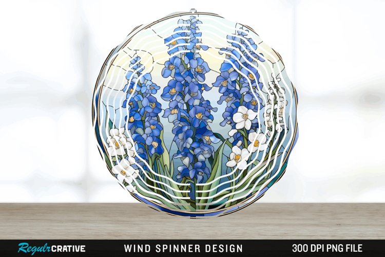 3D Delphinium Flowers Wind Spinner Sublimation PNG Design example image 1