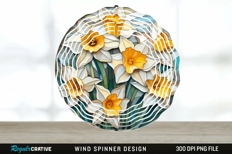 3D Delphinium Flowers Wind Spinner Sublimation PNG Design
