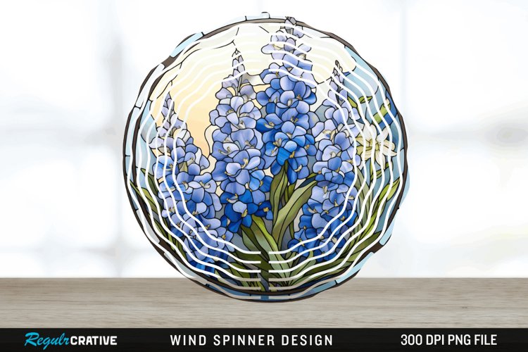 3D Delphinium Flowers Wind Spinner Sublimation PNG Design example image 1