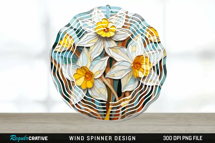3D Delphinium Flowers Wind Spinner Sublimation PNG Design