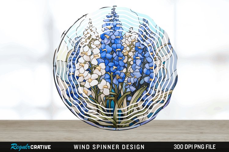 3D Delphinium Flowers Wind Spinner Sublimation PNG Design example image 1