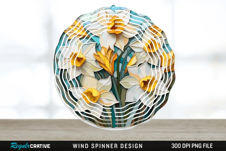 3D Delphinium Flowers Wind Spinner Sublimation PNG Design example image 1