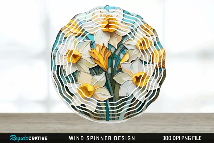 3D Delphinium Flowers Wind Spinner Sublimation PNG Design