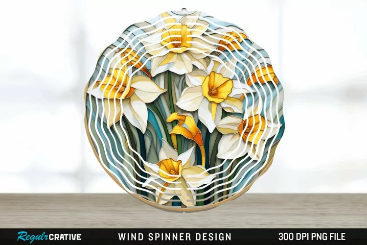 3D Delphinium Flowers Wind Spinner Sublimation PNG Design