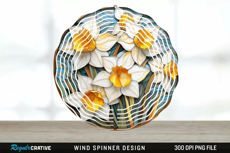 3D Delphinium Flowers Wind Spinner Sublimation PNG Design