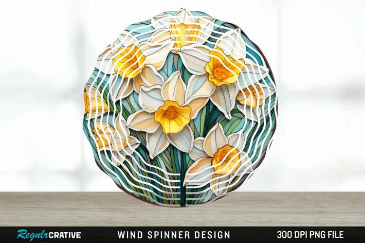 3D Delphinium Flowers Wind Spinner Sublimation PNG Design