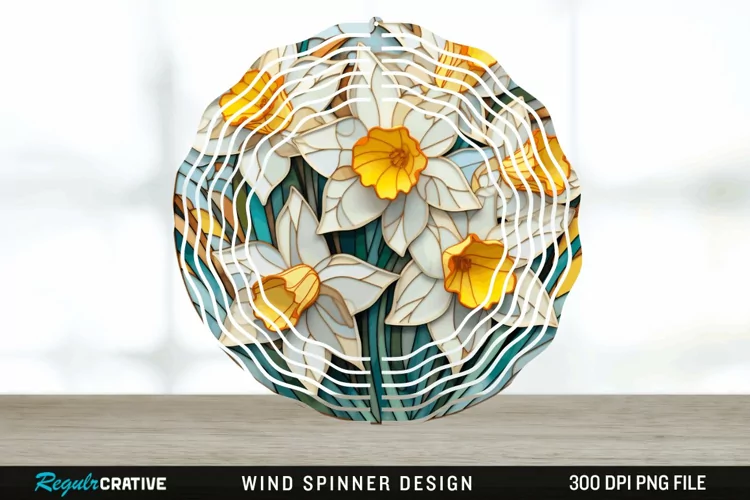 3D Delphinium Flowers Wind Spinner Sublimation PNG Design