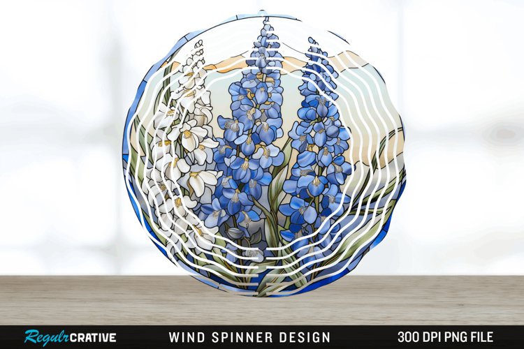 3D Delphinium Flowers Wind Spinner Sublimation PNG Design example image 1