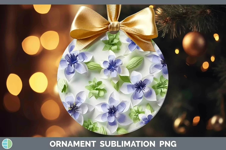 3D Delphinium Ornament | Sublimation Bauble Designs