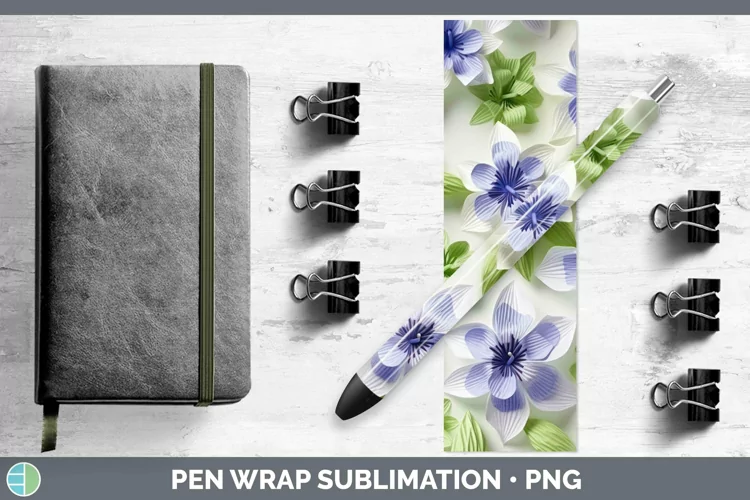 3D Delphinium Pen Wrap | Sublimation Epoxy Pen Designs