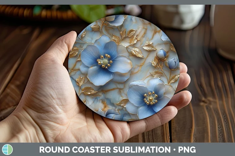 3D Delphinium Round Coaster Sublimation Coaster Designs