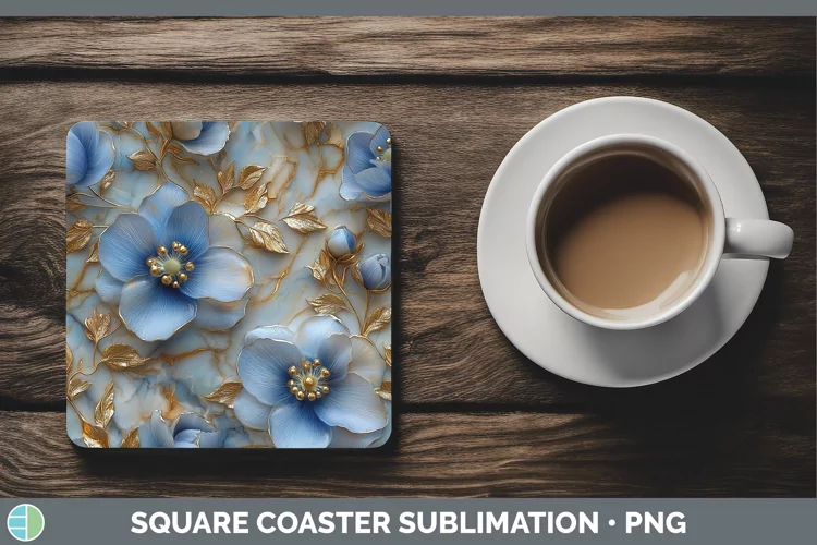 3D Delphinium Square Coaster Sublimation Coaster Designs