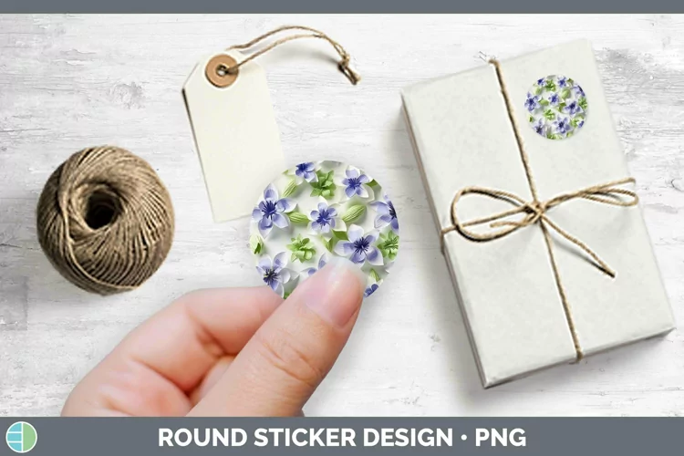 3D Delphinium Stickers | Round Labels Designs