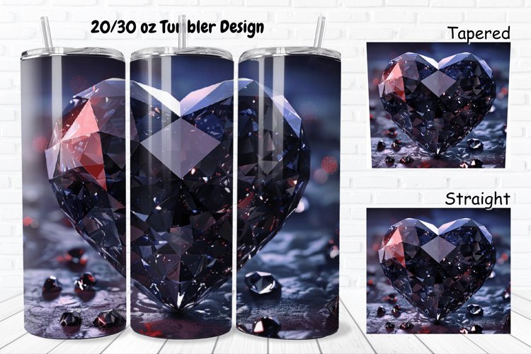 3D Diamond Heart 20/30oz Skinny Tumbler example image 1