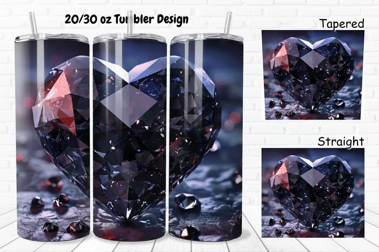 3D Diamond Heart 20/30oz Skinny Tumbler
