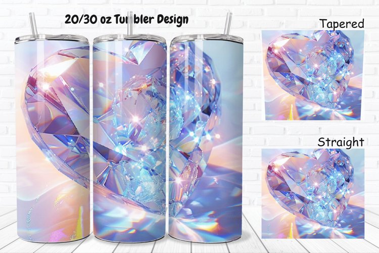 3D Diamond Heart 20/30oz Skinny Tumbler example image 1
