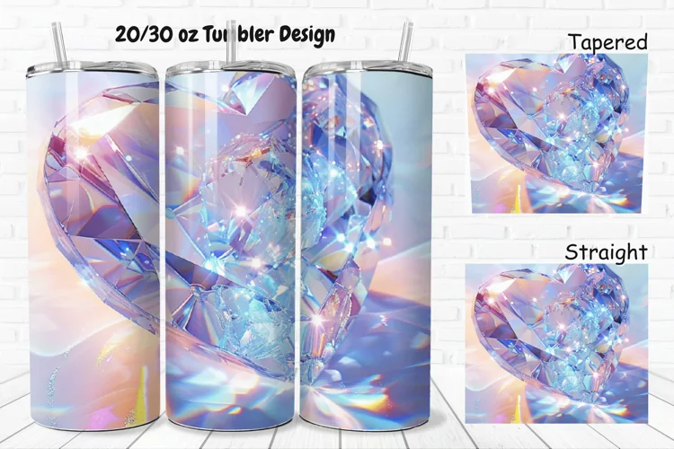 3D Diamond Heart 20/30oz Skinny Tumbler