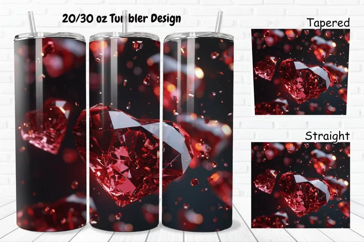 3D Diamond Heart 20/30oz Skinny Tumbler