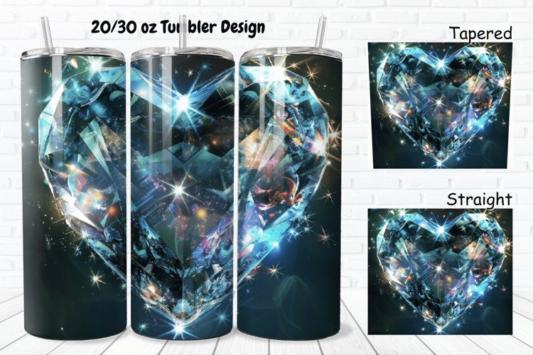 3D Diamond Heart 20/30oz Skinny Tumbler example image 1