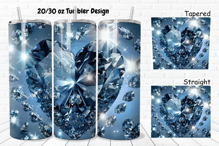 3D Diamond Heart 20/30oz Skinny Tumbler