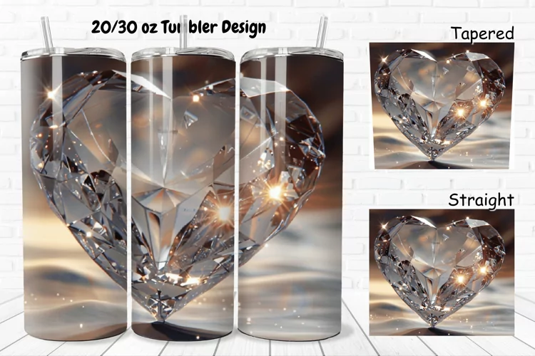 3D Diamond Heart 20/30oz Skinny Tumbler