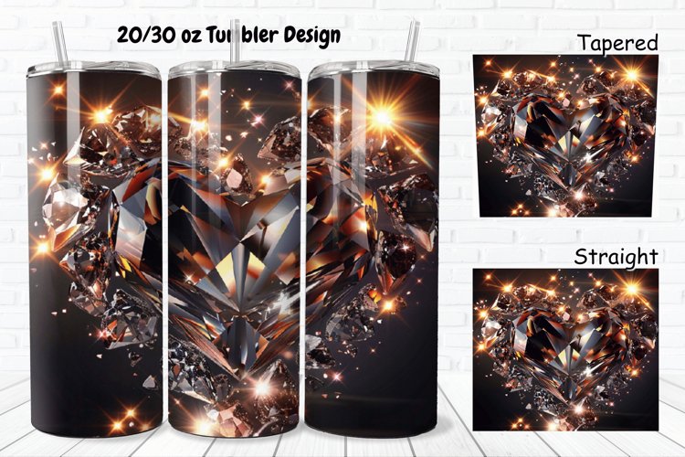 3D Diamond Heart 20/30oz Skinny Tumbler