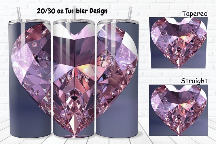 3D Diamond Heart 20/30oz Skinny Tumbler example image 1