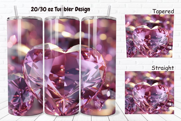 3D Diamond Heart 20/30oz Skinny Tumbler example image 1