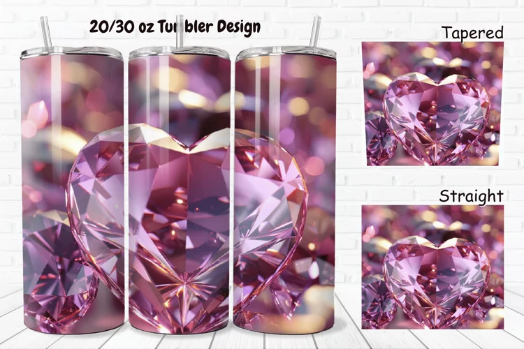 3D Diamond Heart 20/30oz Skinny Tumbler