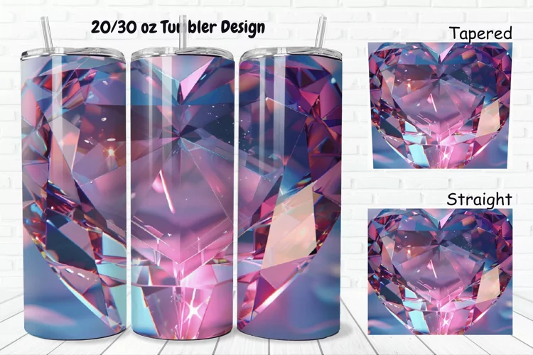 3D Diamond Heart 20/30oz Skinny Tumbler