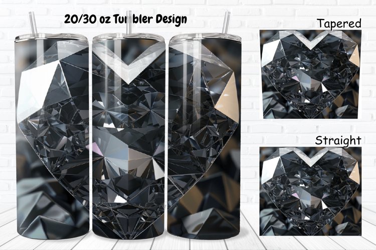 3D Diamond Heart 20/30oz Skinny Tumbler example image 1